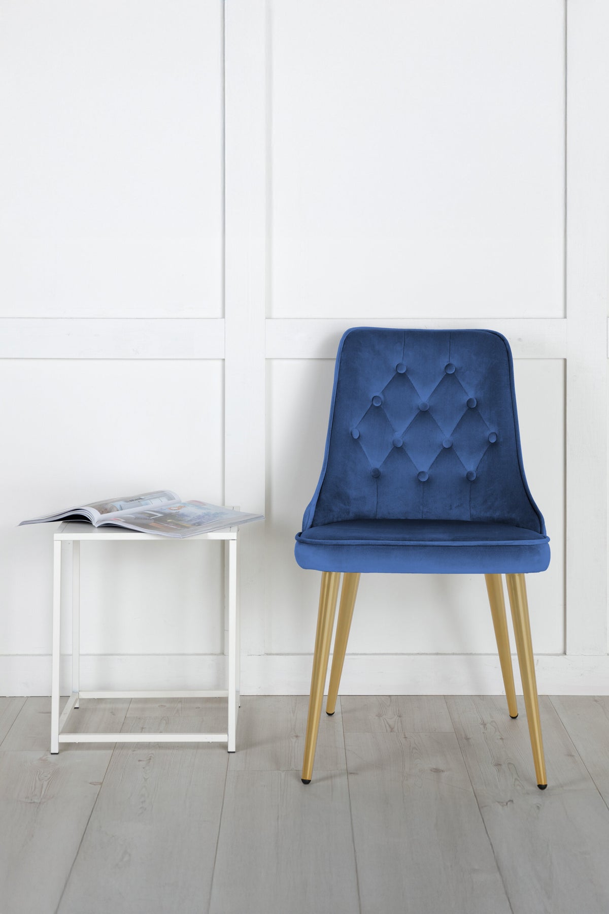 Velvet Deluxe spisebordsstole - blå, guld - 2 stk. - billede 15