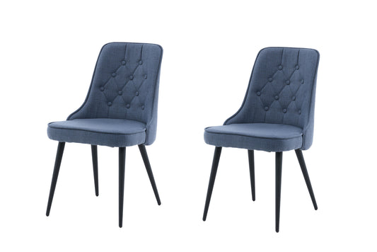 Velvet Deluxe spisebordsstole - sort, blå - 2 stk. - billede 1