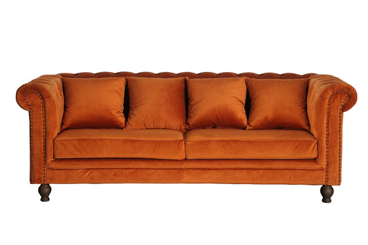 Velvet 3-Pers Sofa Rusty Orange