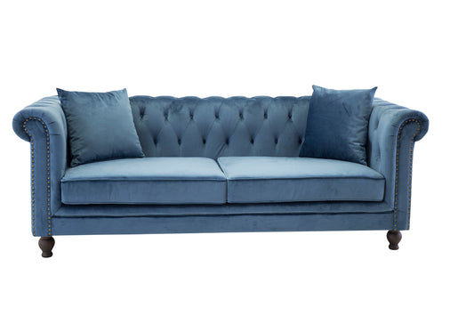 Velvet 3-Pers Sofa Blå