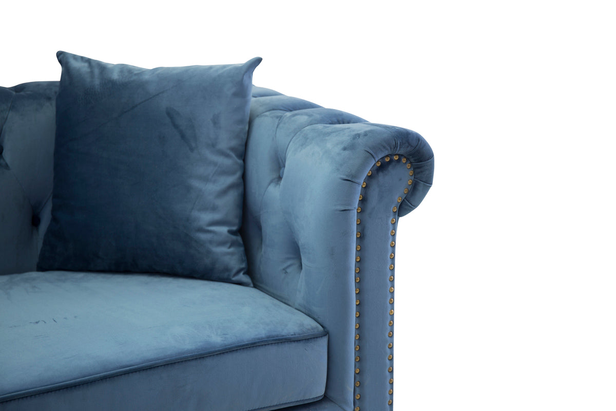 Velvet 3-Pers Sofa Blå