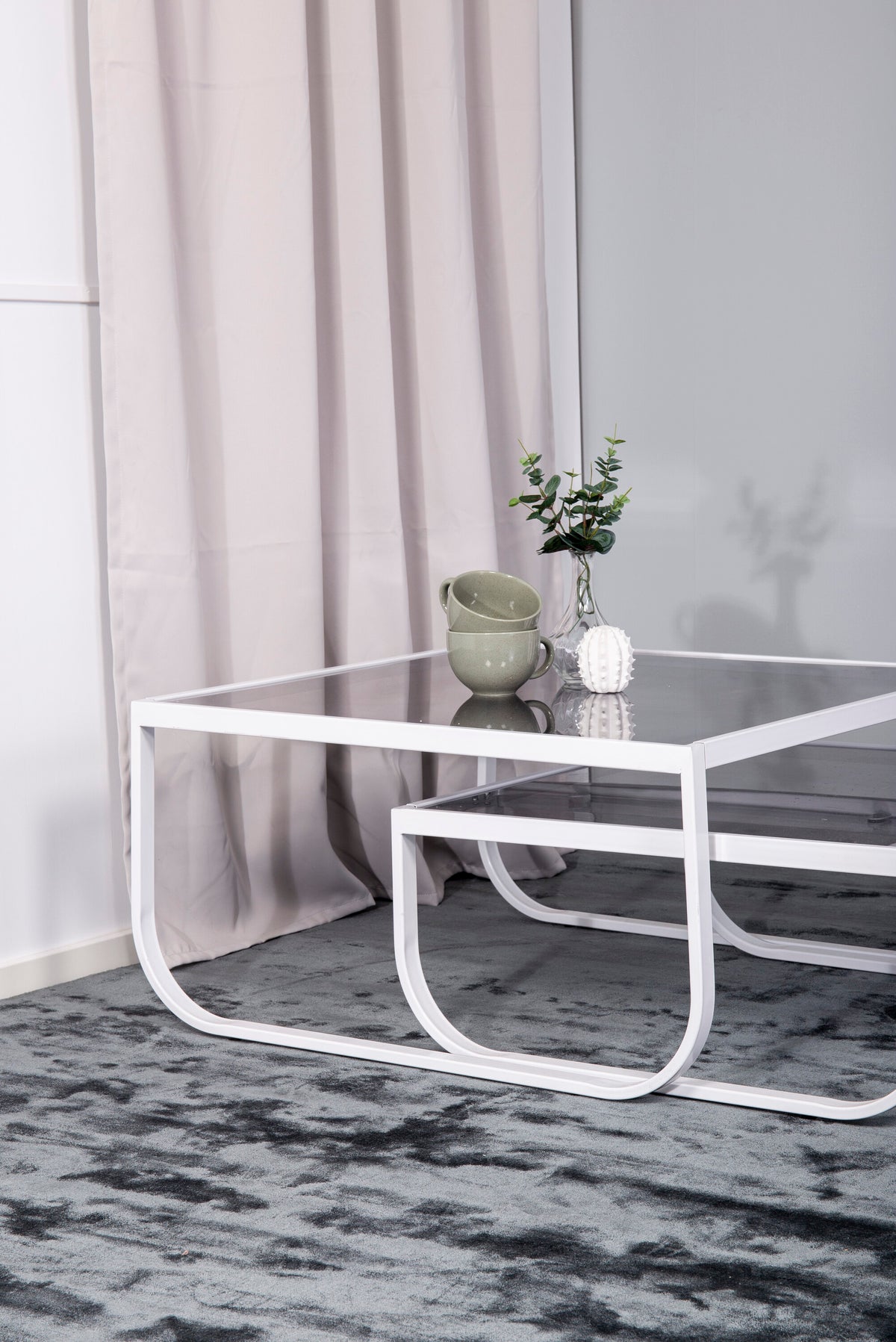 Rocker sofabord - 81 × 81 cm - grå, hvid - billede 7
