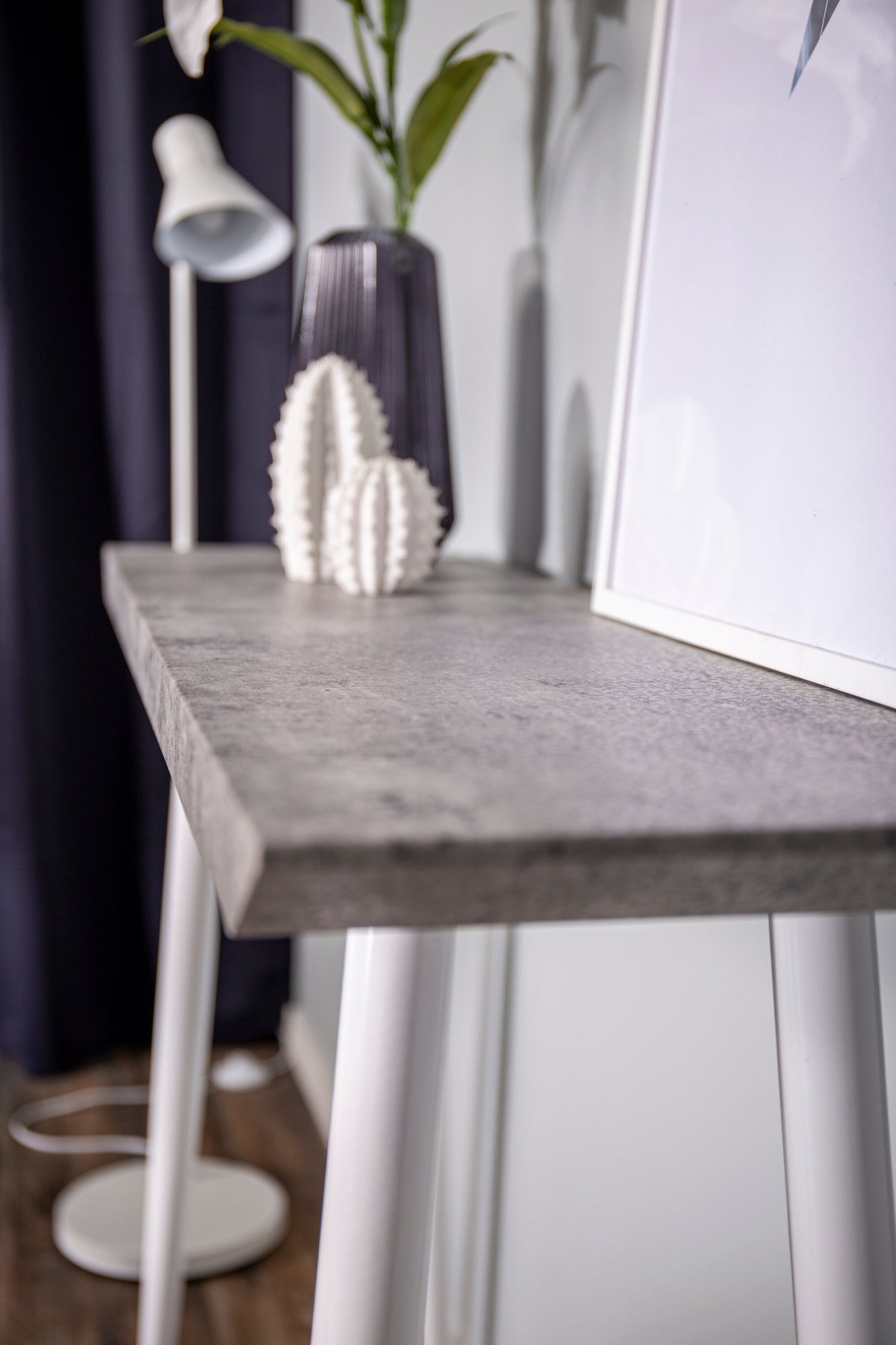 Edge sidebord - 110 × 30 cm - grå, hvid - billede 6