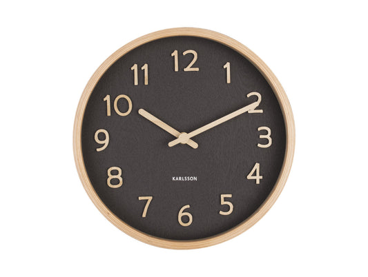 Karlsson vægur Pure - Træfarver og sort, lille
