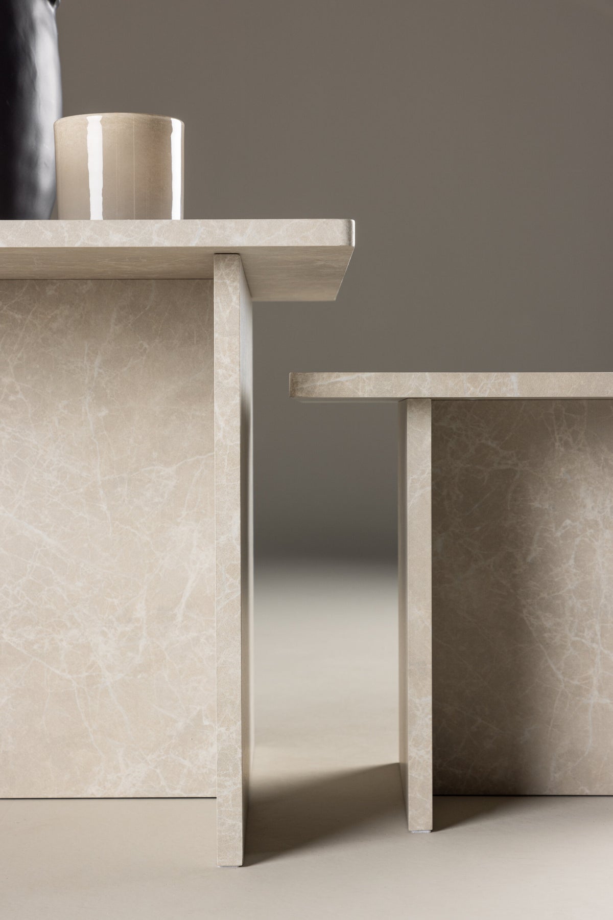 Sala sofabordssæt med 2 borde - beige marmorlook - billede 20