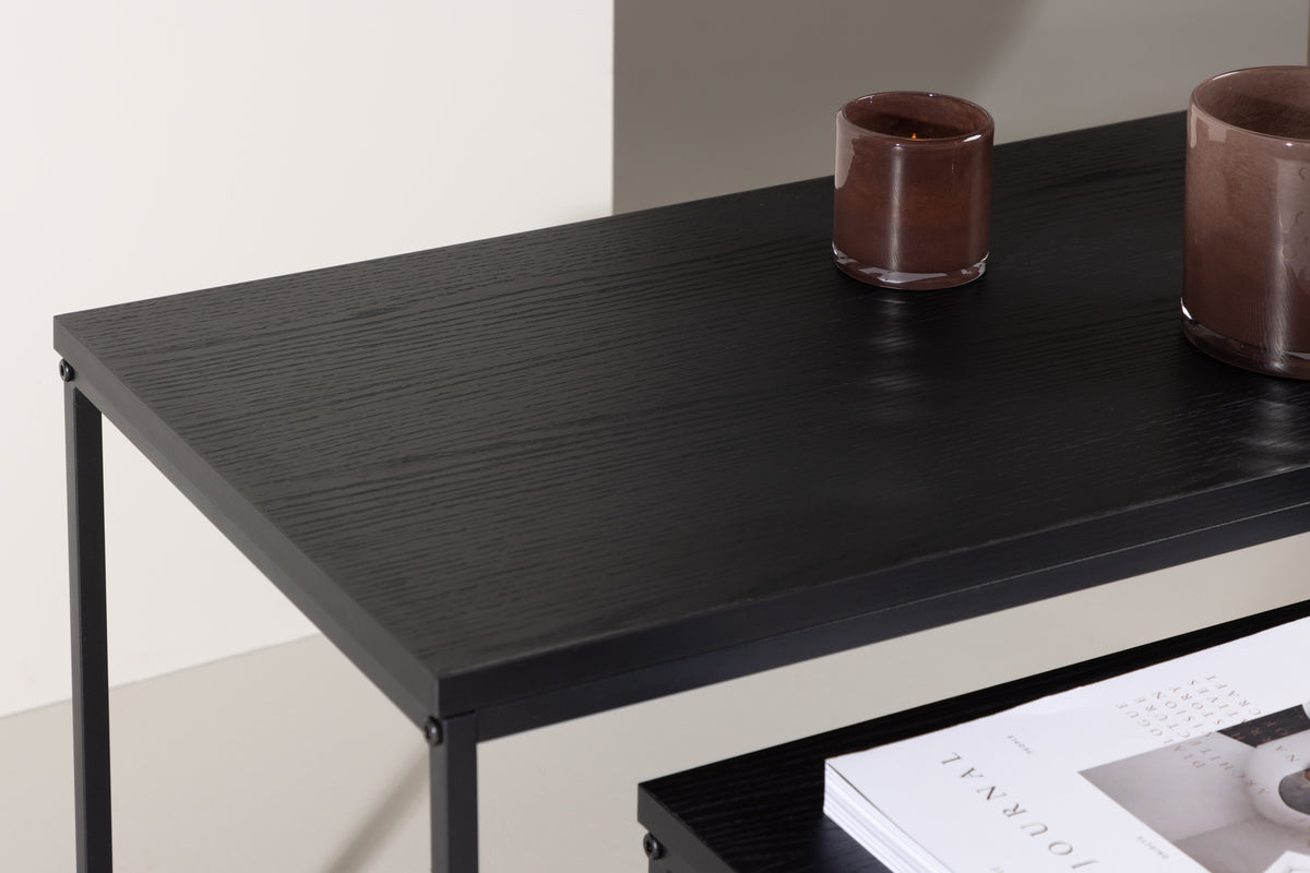 Staal Sofaborde bord 1: 100 x 43 cm bord 2: 75 x 33 cm Sort