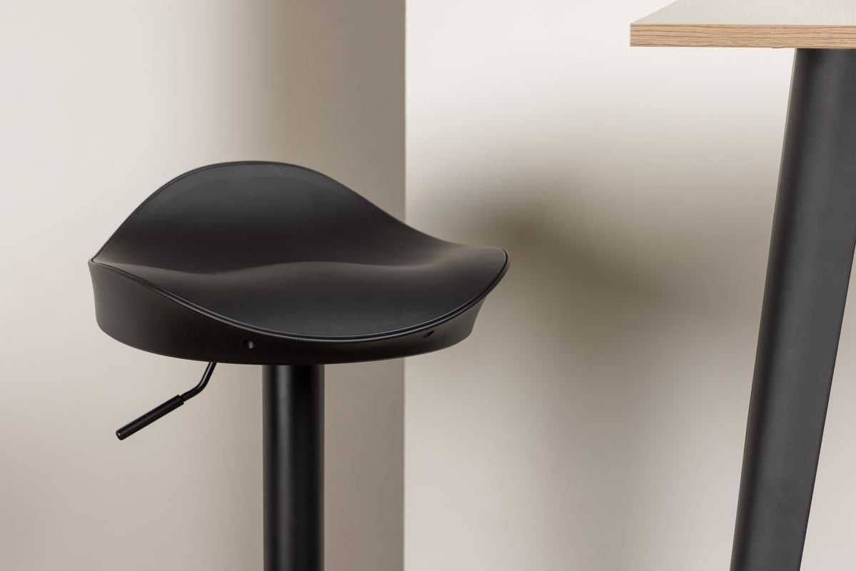 Tempe & Adesto Barbord 60 x 60 Valnød + Barstole 2-stk Sort