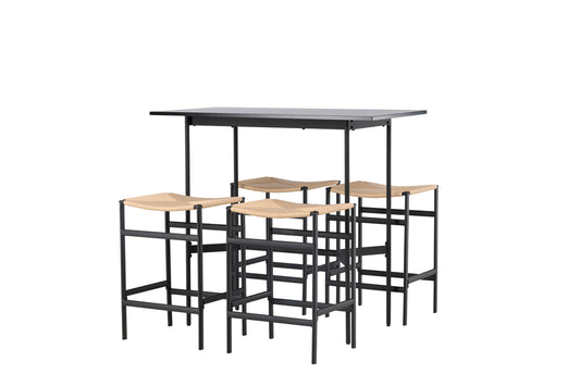 Polly & Rax barstol 2-pak natur + barbord 120 x 60 sort