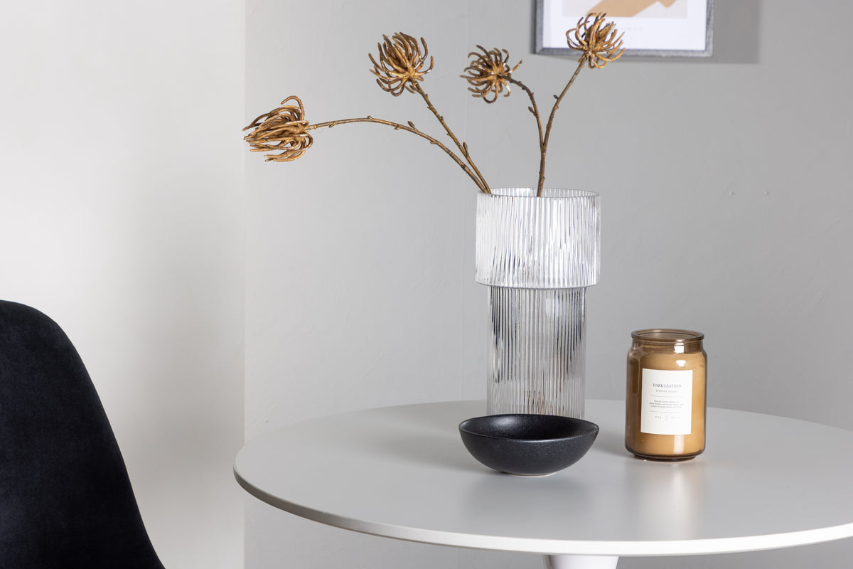 Hamden & Polar rundt spisebord Ø80 hvid + 2 sorte spisestole