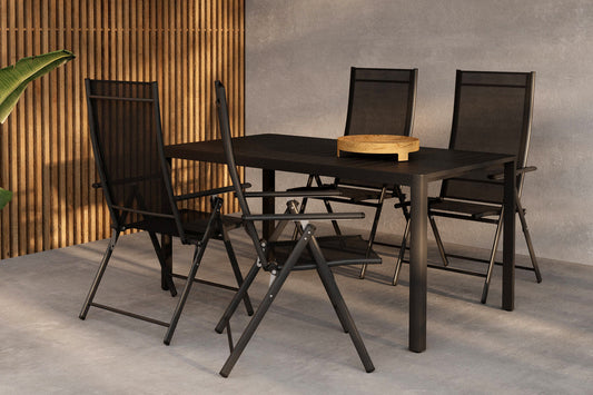 Giardini Havebord 150 x 85 Sort & 4 Levanzo Havestole Sort