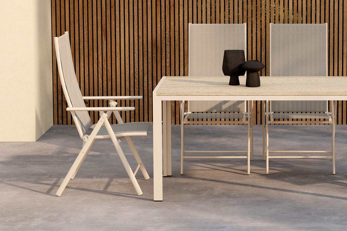 Levanzo & Mirko spisestol 2-pak beige + rektangulært spisebord 140 x 80 beige