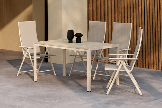 Levanzo & Mirko spisestol 2-pak beige + rektangulært spisebord 140 x 80 beige