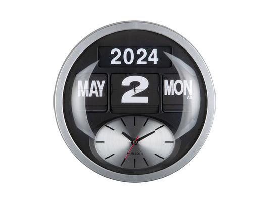 Karlsson vægur Round Flip – Sølv