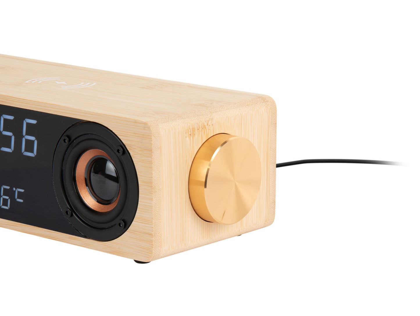 Karlsson vækkeur Classic BT Speaker med telefonoplader – Bambus