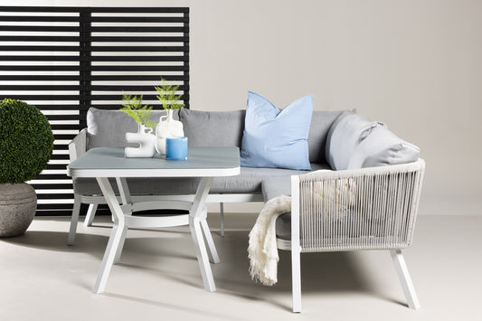 Virya Have Hjørnesofasæt Hvid/Grå