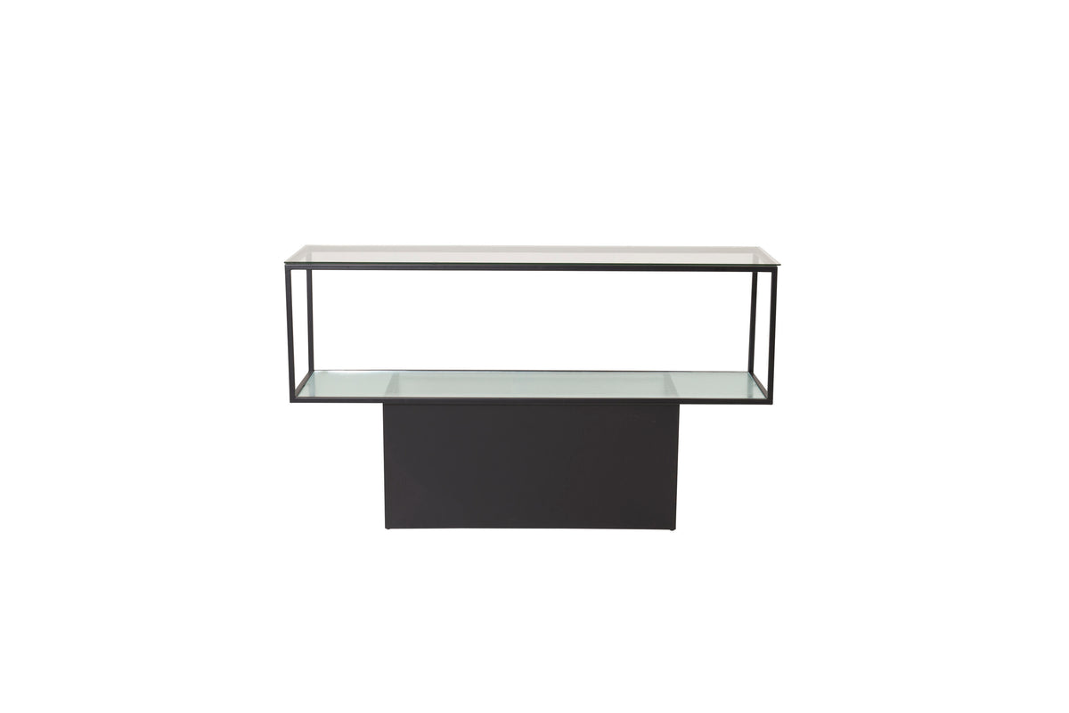 Maglehem sidebord - 130 × 35 cm - sort, klar, transparent - billede 1
