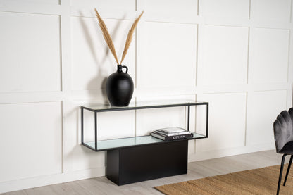 Maglehem sidebord - 130 × 35 cm - sort, klar, transparent - billede 6