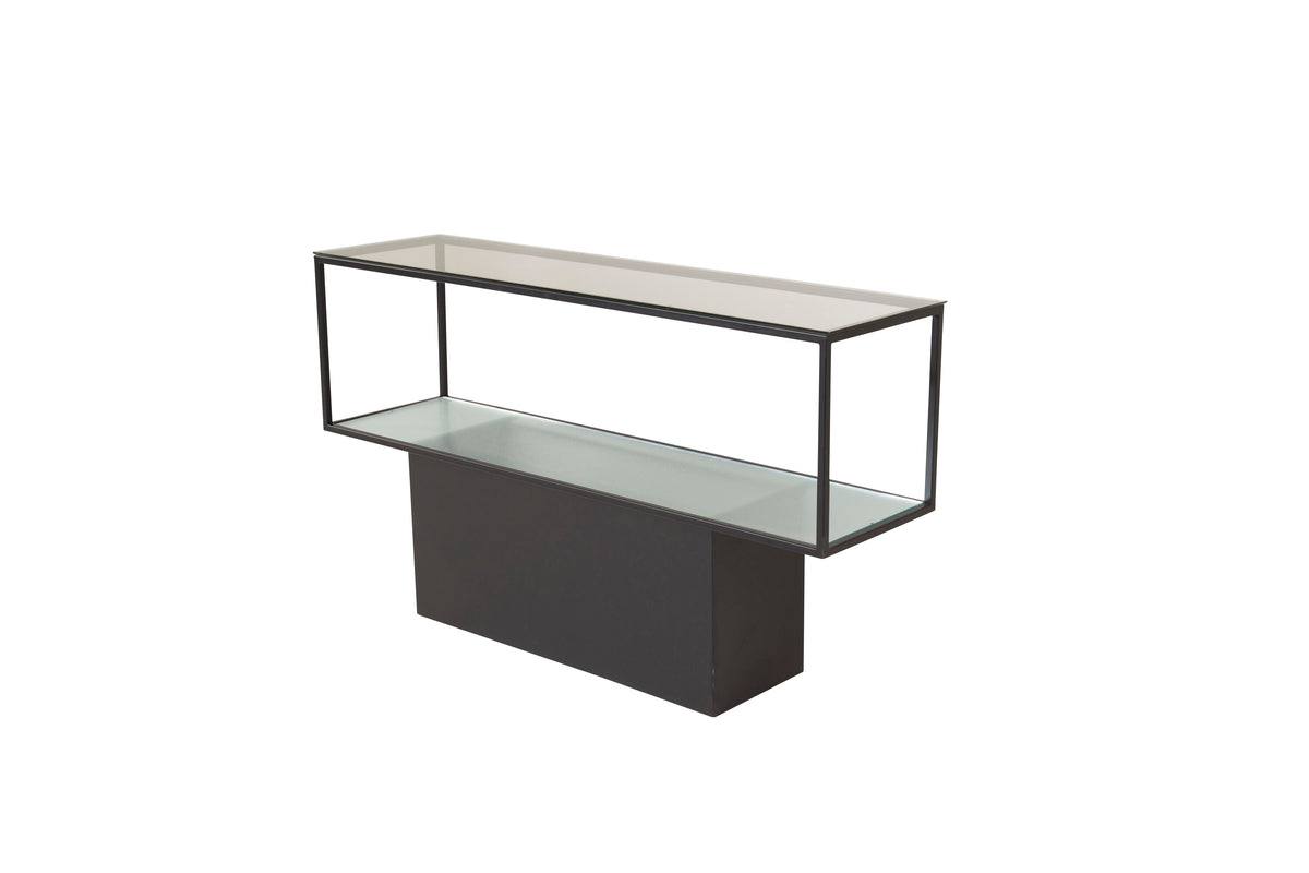 Maglehem sidebord - 130 × 35 cm - sort, klar, transparent - billede 2