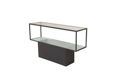 Maglehem sidebord - 130 × 35 cm - sort, klar, transparent - billede 2