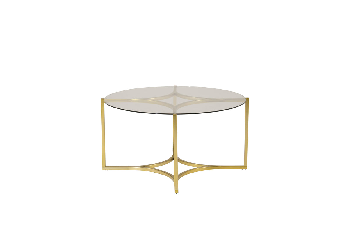 Kivik sofabord - Ø90 cm - klar, guld, transparent - billede 1