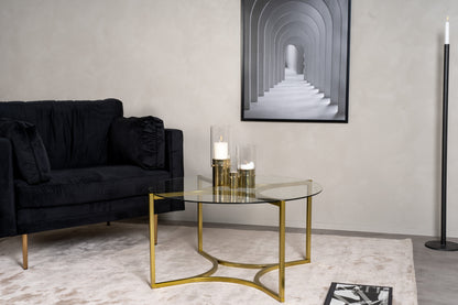 Kivik sofabord - Ø90 cm - klar, guld, transparent - billede 4