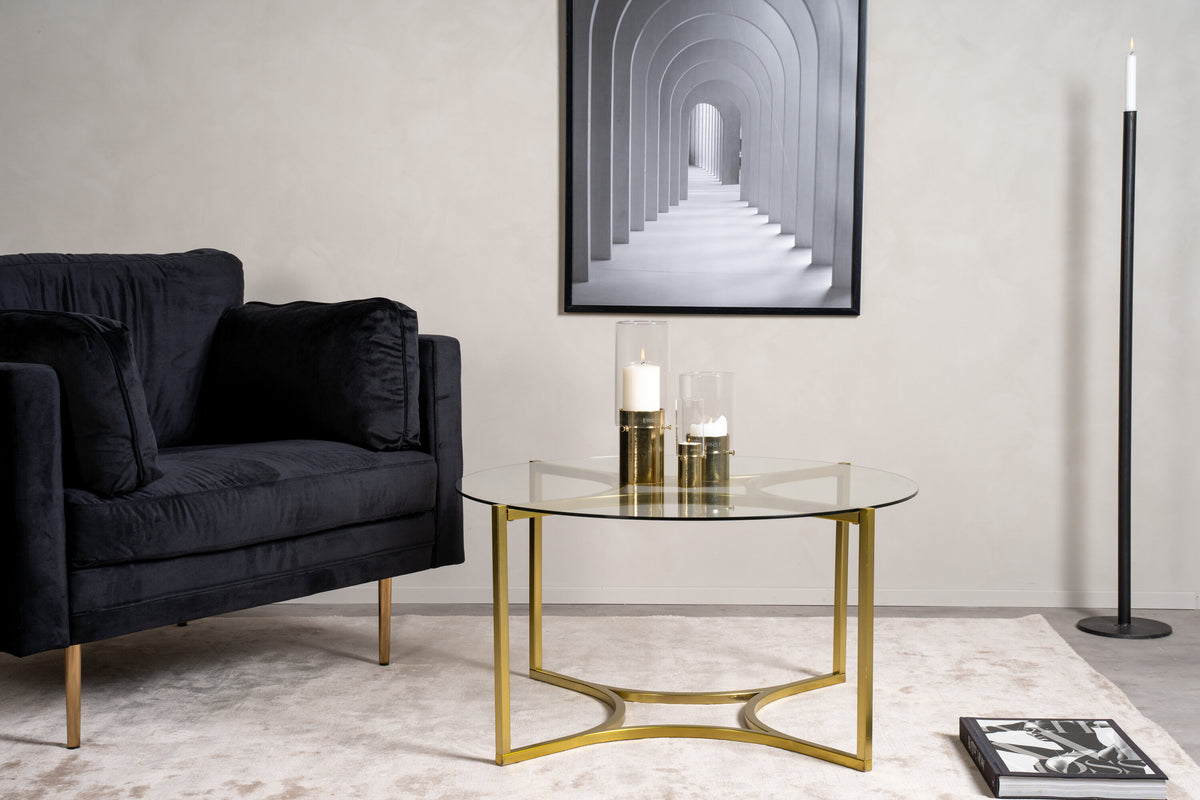 Kivik sofabord - Ø90 cm - klar, guld, transparent - billede 5