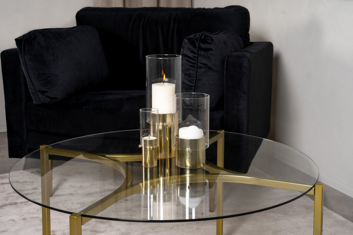Kivik sofabord - Ø90 cm - klar, guld, transparent - billede 6