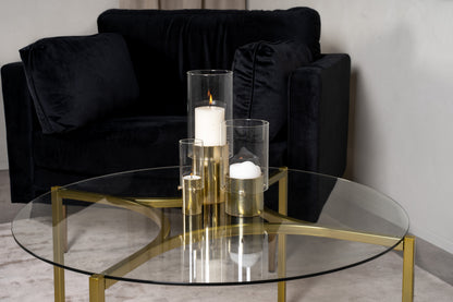 Kivik sofabord - Ø90 cm - klar, guld, transparent - billede 6