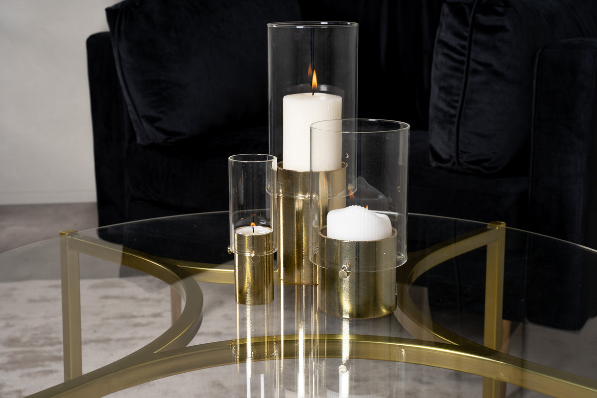 Kivik sofabord - Ø90 cm - klar, guld, transparent - billede 7