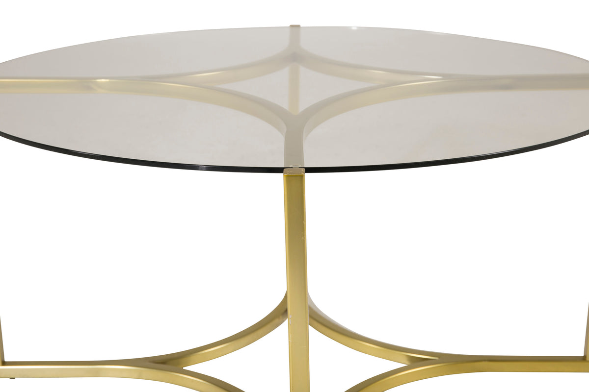 Kivik sofabord - Ø90 cm - klar, guld, transparent - billede 3