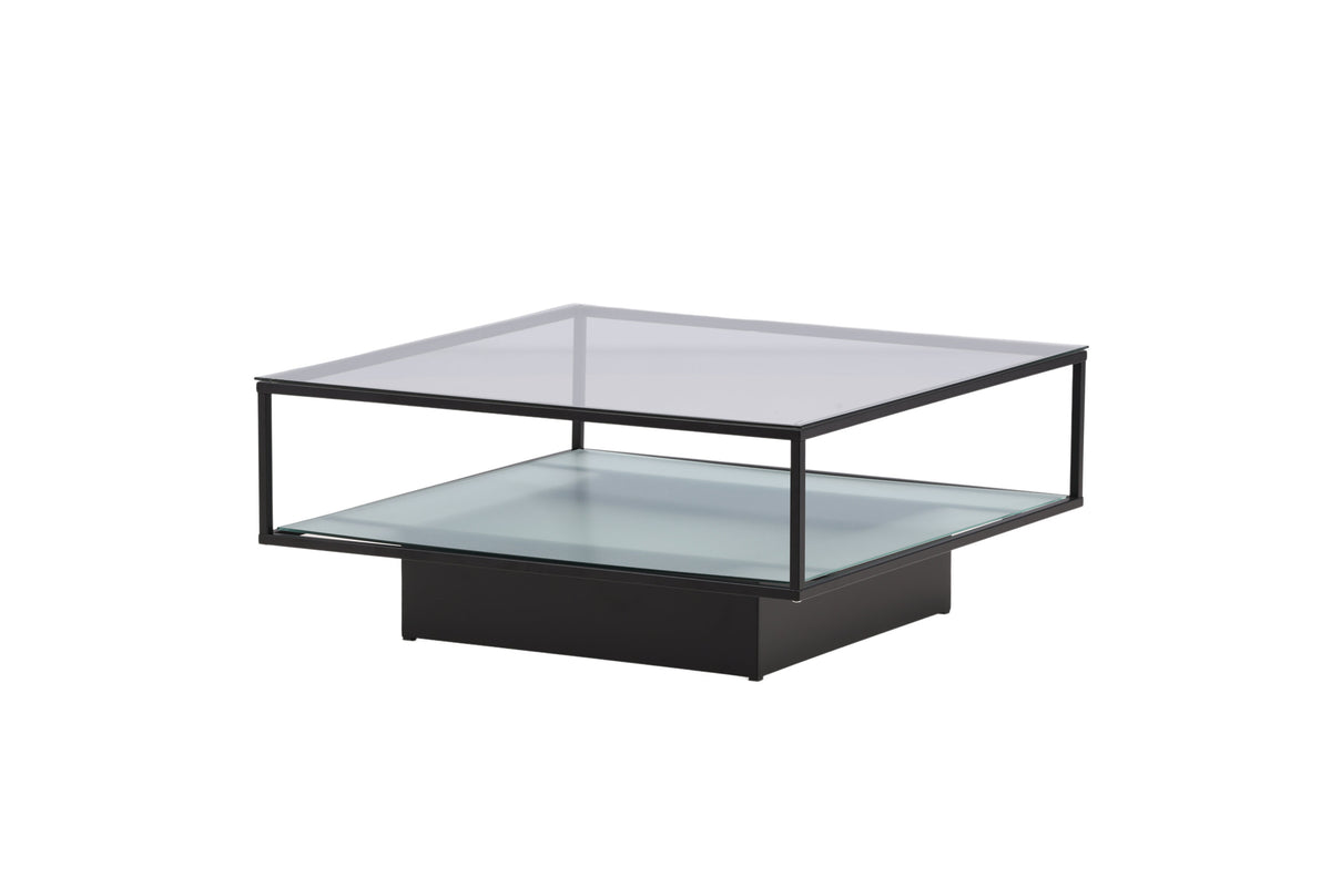 Maglehem sofabord - 90 × 90 cm - sort, klar, transparent - billede 11