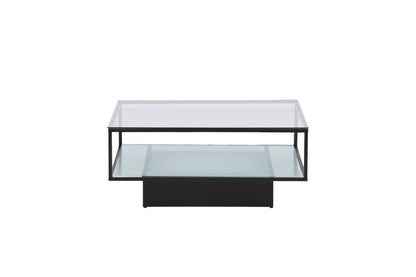 Maglehem sofabord - 90 × 90 cm - sort, klar, transparent - billede 1