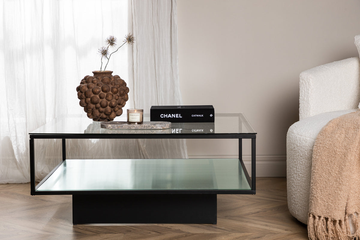 Maglehem sofabord - 90 × 90 cm - sort, klar, transparent - billede 14