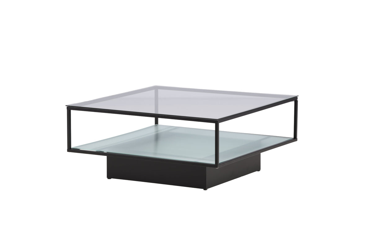Maglehem sofabord - 90 × 90 cm - sort, klar, transparent - billede 2