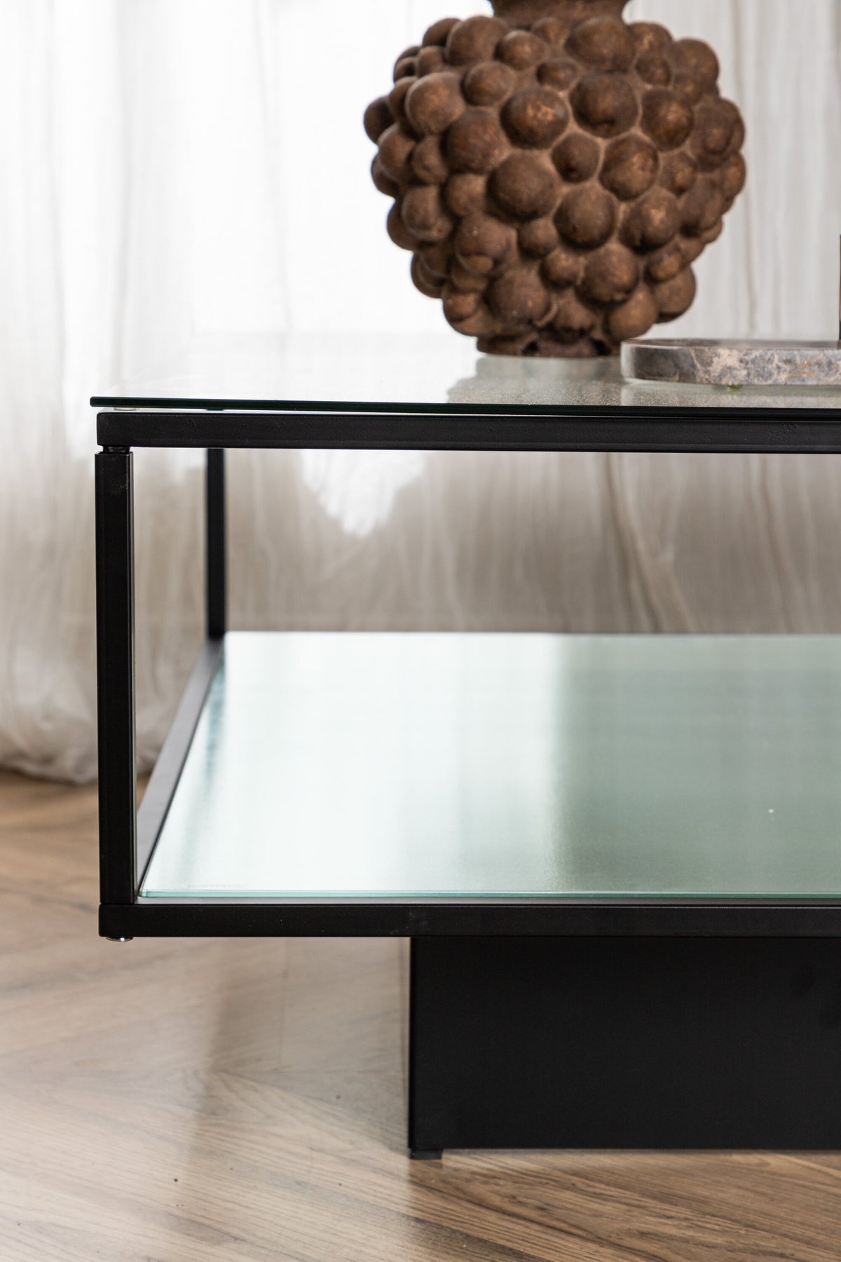 Maglehem sofabord - 90 × 90 cm - sort, klar, transparent - billede 19