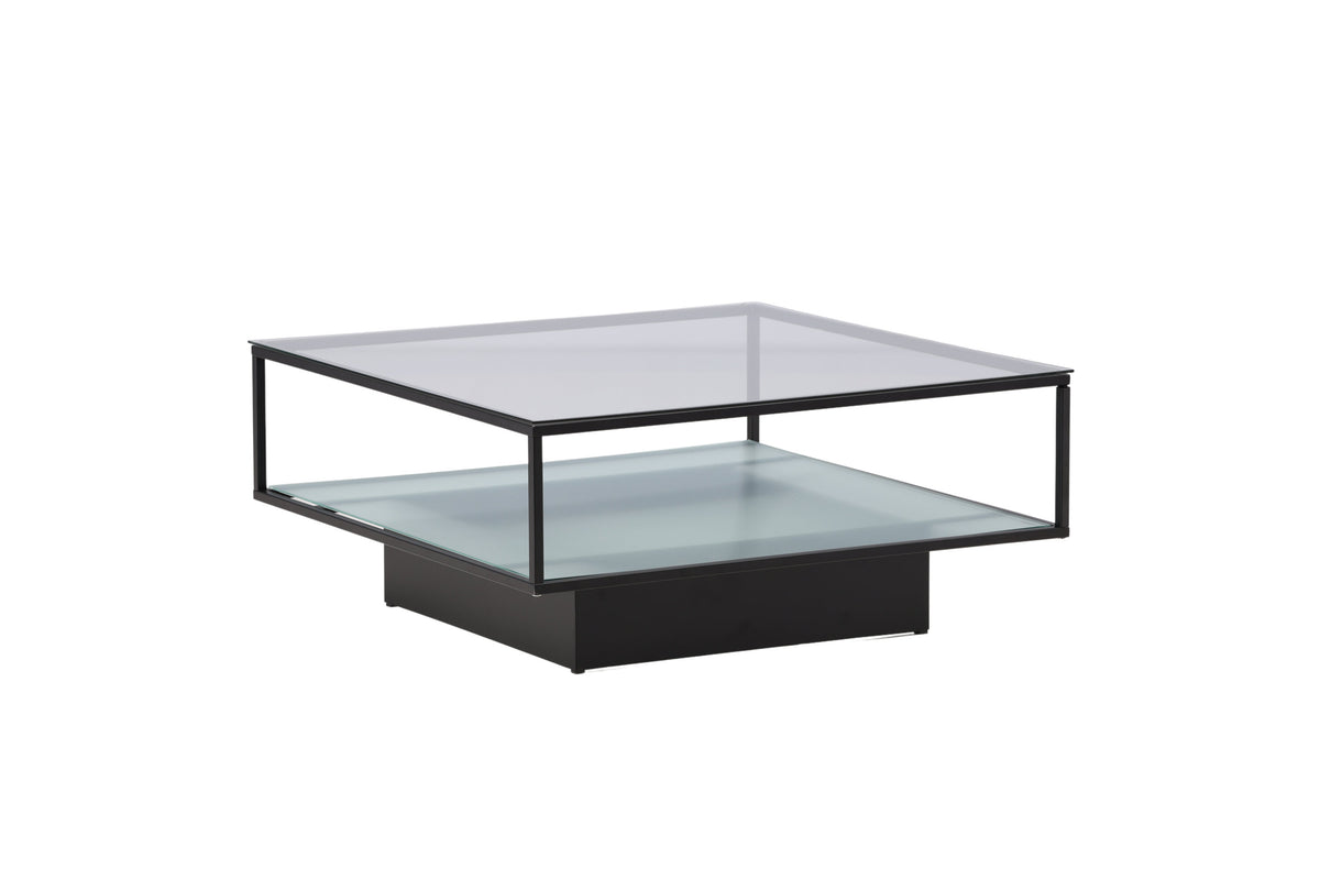 Maglehem sofabord - 90 × 90 cm - sort, klar, transparent - billede 3