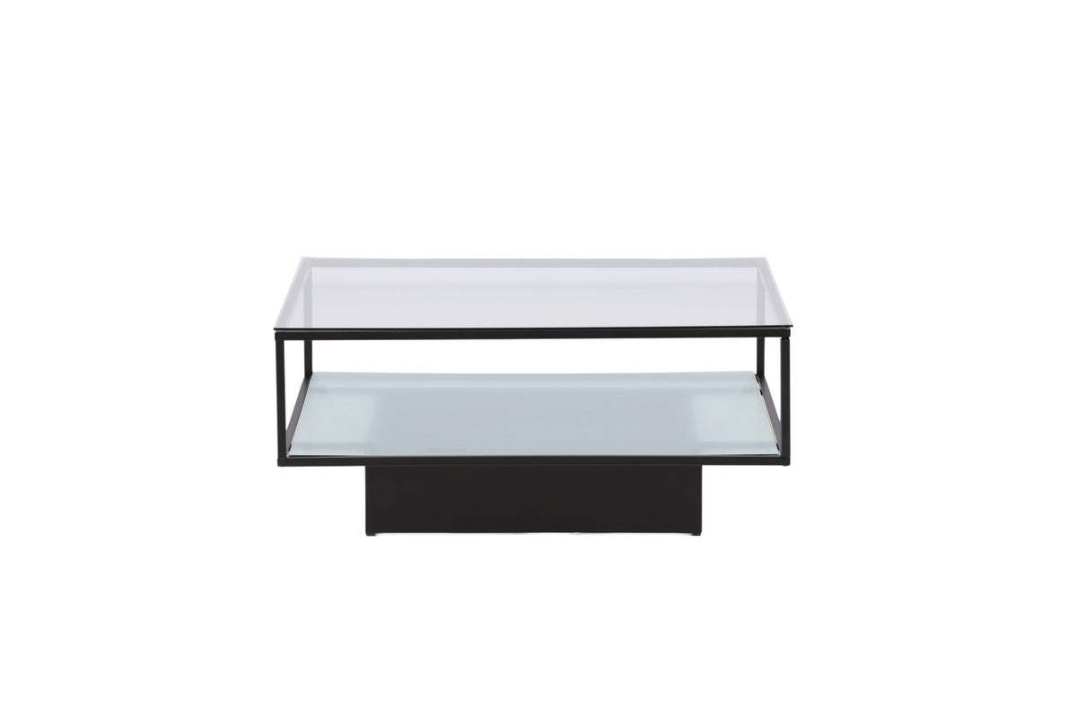 Maglehem sofabord - 90 × 90 cm - sort, klar, transparent - billede 4