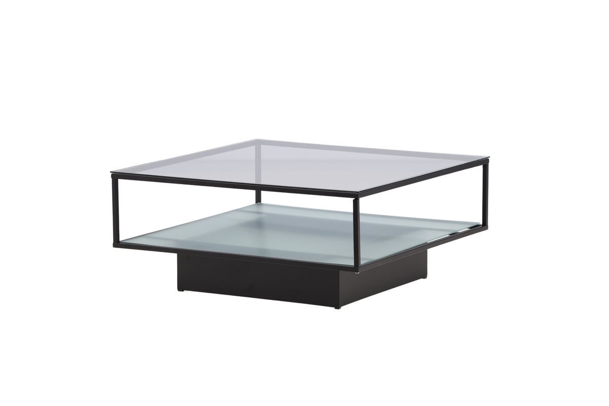 Maglehem sofabord - 90 × 90 cm - sort, klar, transparent - billede 5