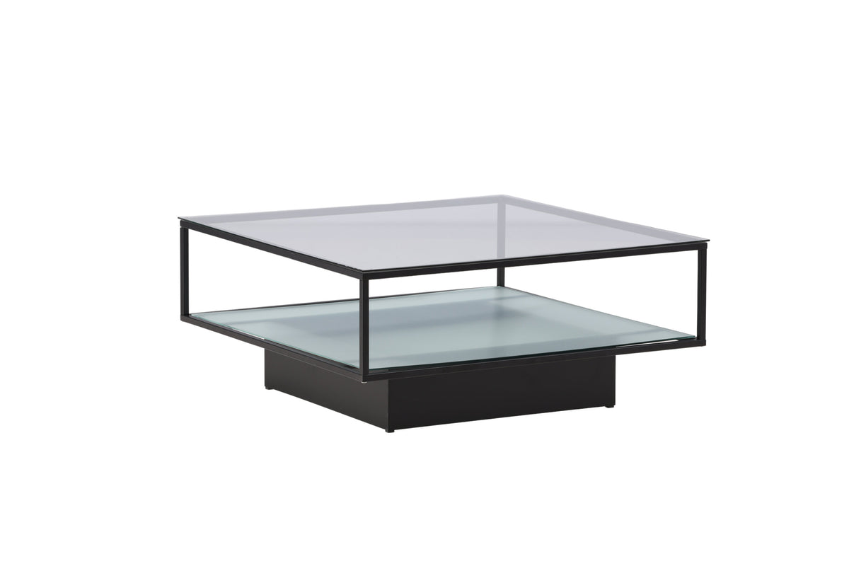 Maglehem sofabord - 90 × 90 cm - sort, klar, transparent - billede 9
