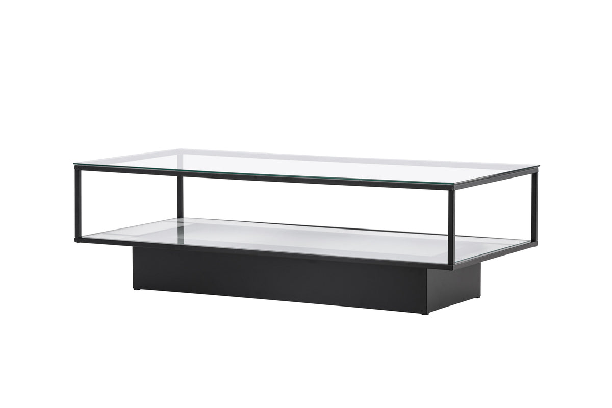 Maglehem sofabord - 130 × 60 cm - sort, klar, transparent - billede 3