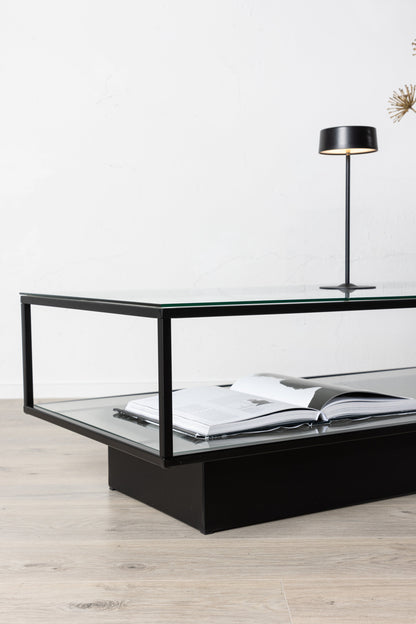 Maglehem sofabord - 130 × 60 cm - sort, klar, transparent - billede 25