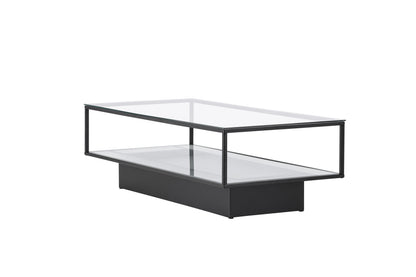 Maglehem sofabord - 130 × 60 cm - sort, klar, transparent - billede 6