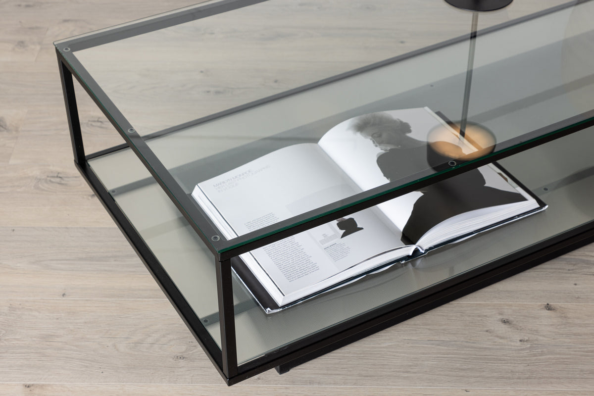 Maglehem sofabord - 130 × 60 cm - sort, klar, transparent - billede 19