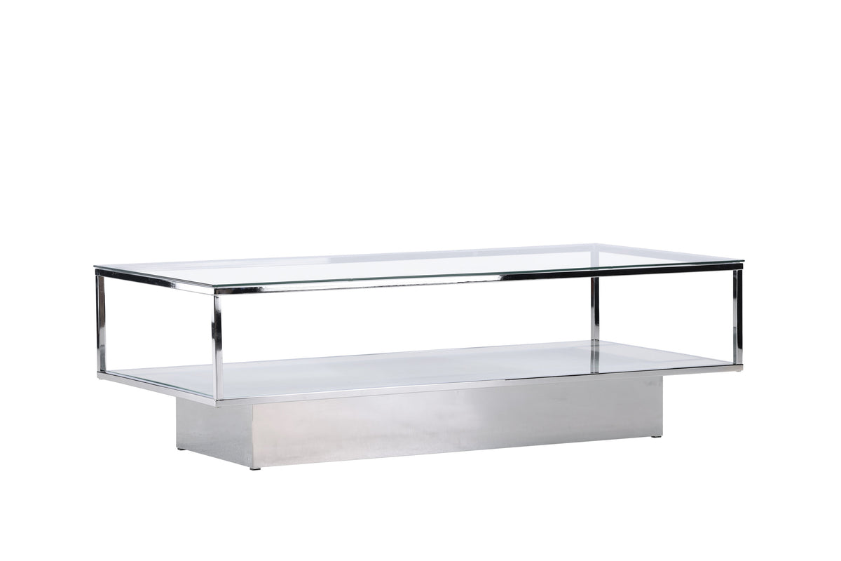 Maglehem sofabord - 130 × 60 cm - klar, sølv, transparent - billede 12