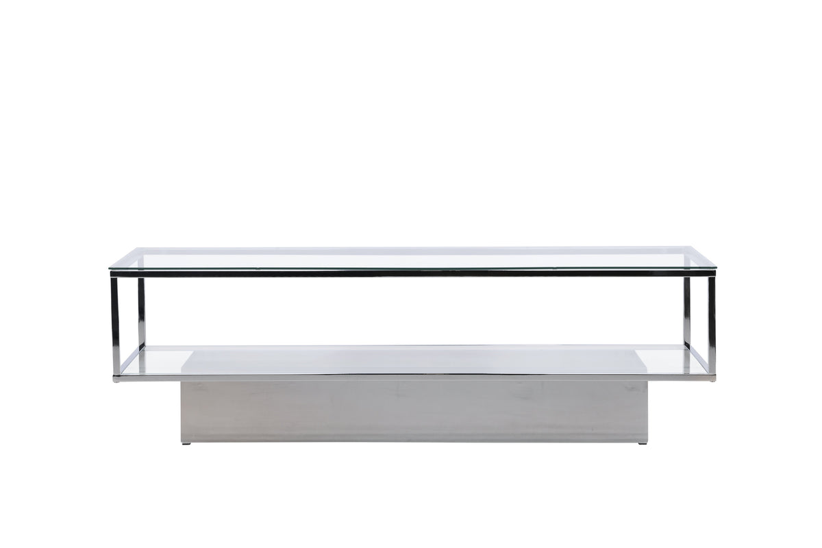 Maglehem sofabord - 130 × 60 cm - klar, sølv, transparent - billede 1