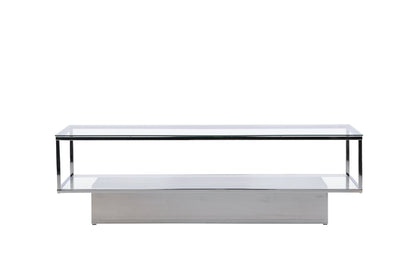 Maglehem sofabord - 130 × 60 cm - klar, sølv, transparent - billede 1