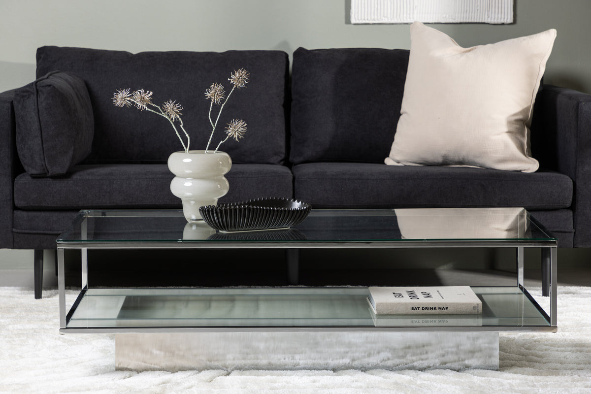 Maglehem sofabord - 130 × 60 cm - klar, sølv, transparent - billede 13