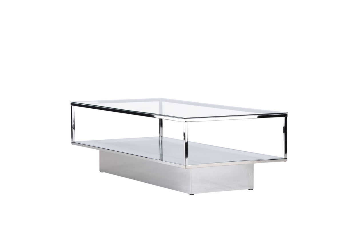 Maglehem sofabord - 130 × 60 cm - klar, sølv, transparent - billede 3