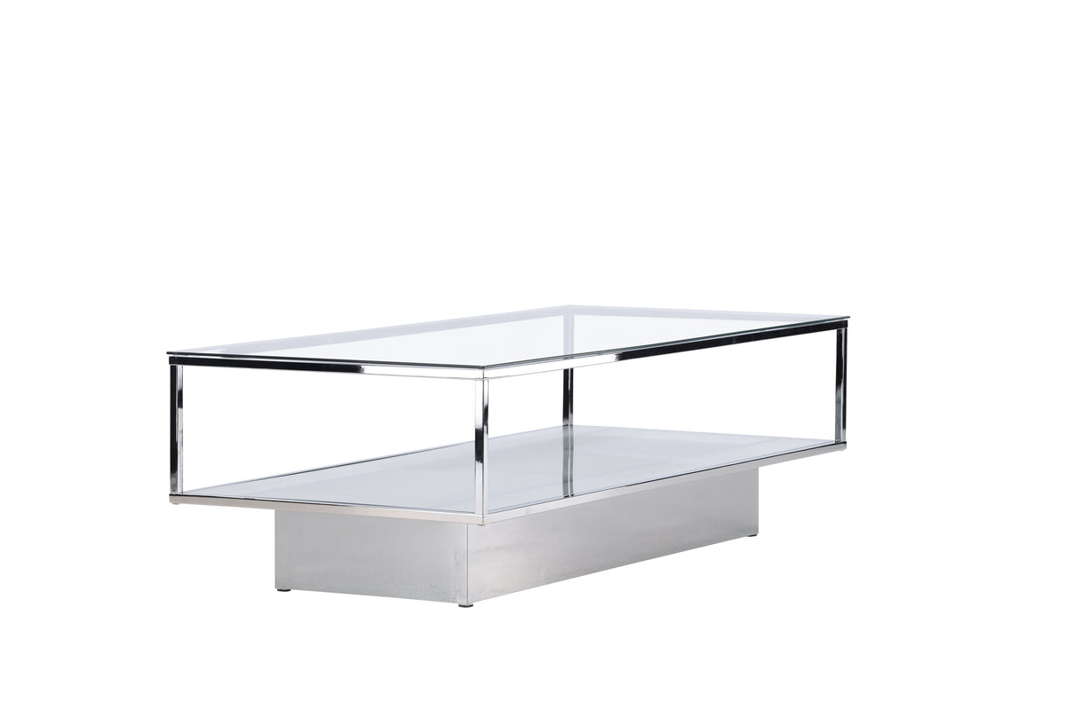 Maglehem sofabord - 130 × 60 cm - klar, sølv, transparent - billede 5
