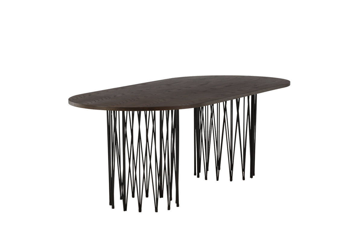 Stone ovalt spisebord - 220 × 100 cm - sort, mokka - billede 2